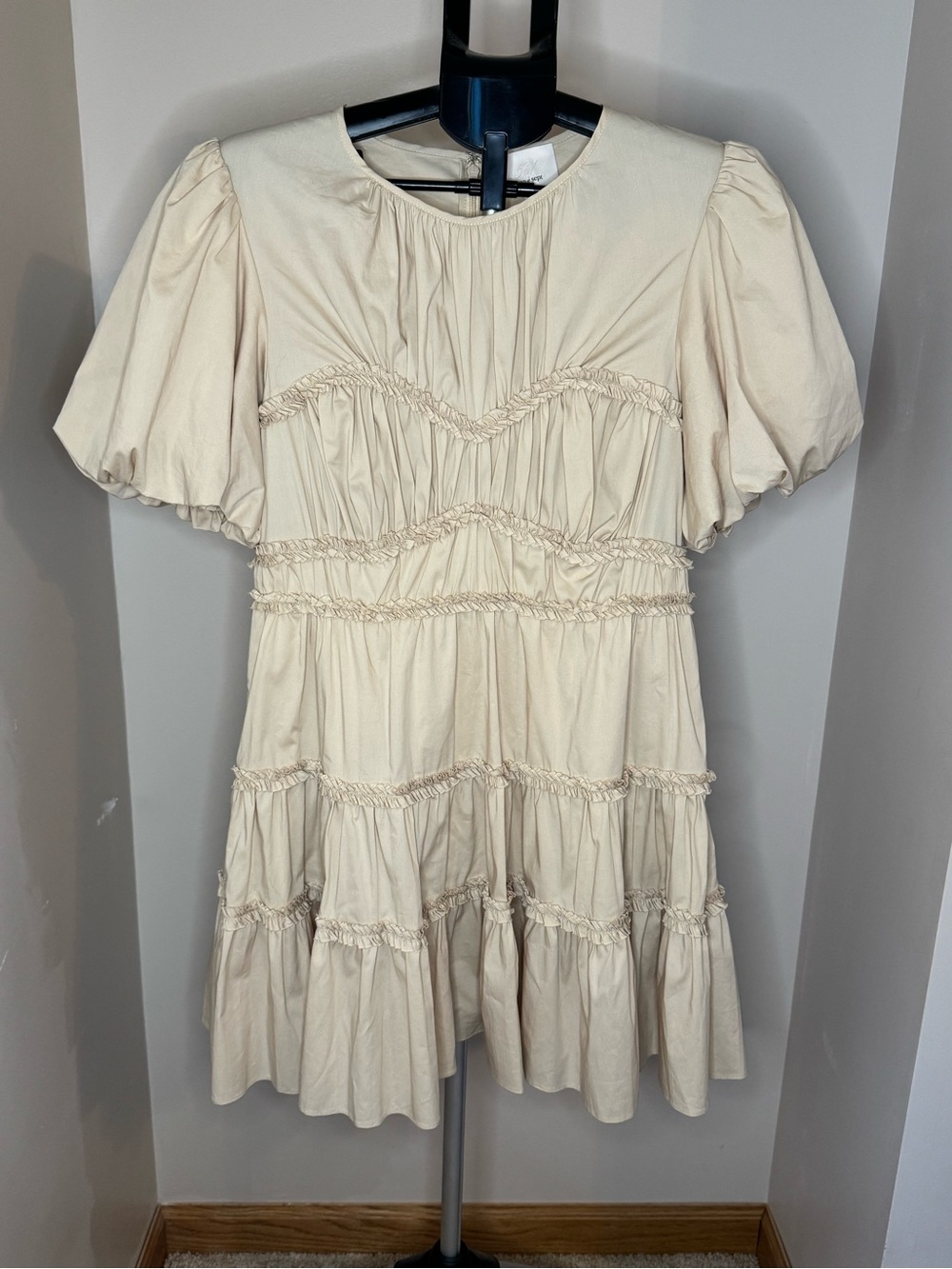 Cinq a Sept Women's Sirrina Puff Sleeve Cotton Blend Minidress Size 10 Blush - Picture 3 of 8